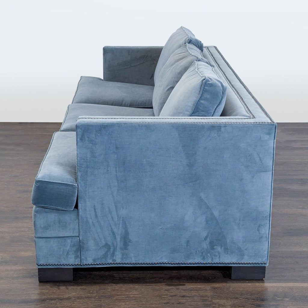 Ethan Allen Astor 3-Seat Blue Sofa – Modern Comfort and Style - Accepted Offer (24.24% discount)