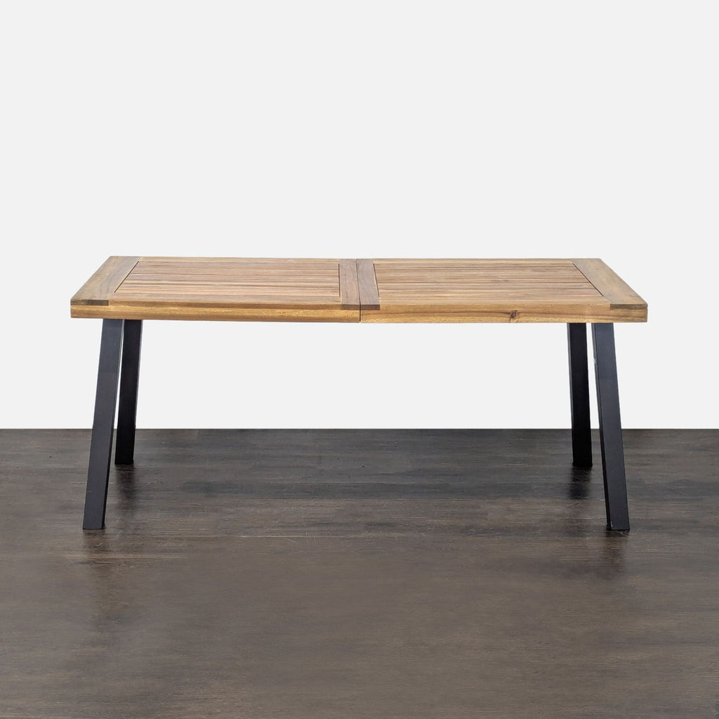 Planked Wood Top Dining Table on Metal Legs