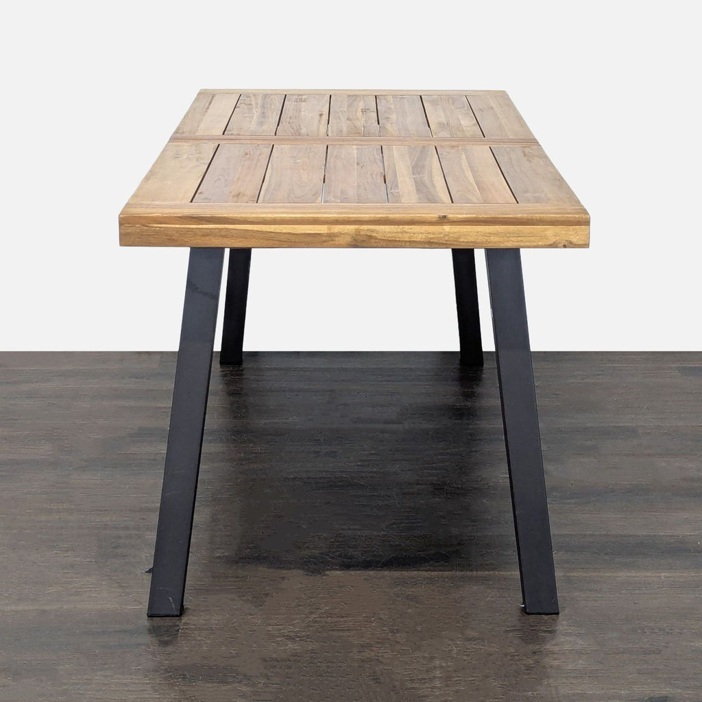 Planked Wood Top Dining Table on Metal Legs