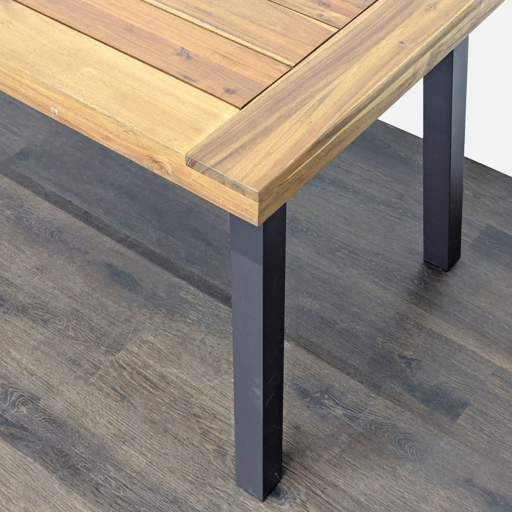 Planked Wood Top Dining Table on Metal Legs