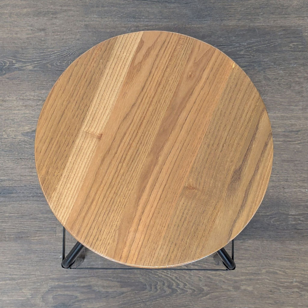 Industrial Adjustable Metal and Wood Swivel Stool