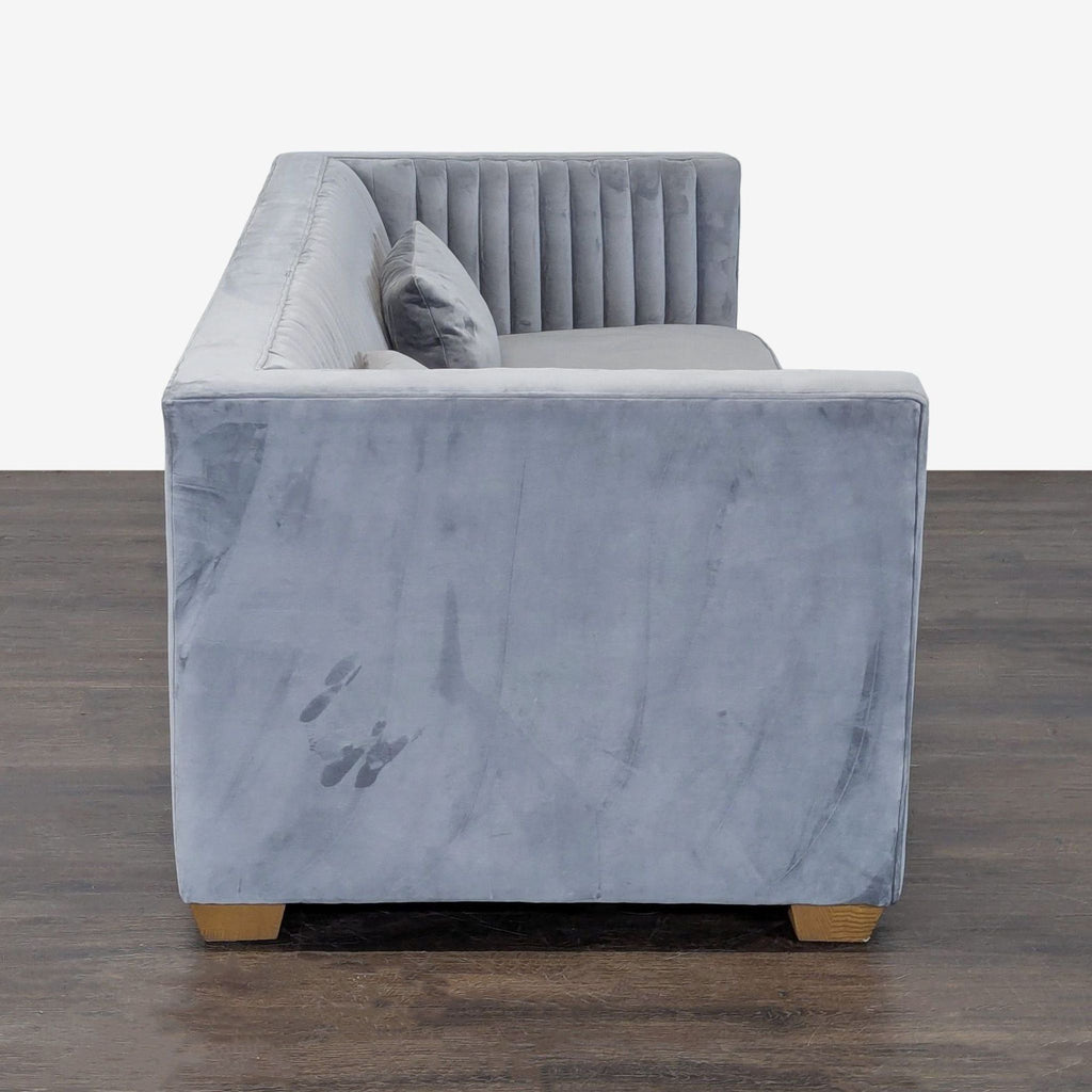Alder & Tweed AT10204-PDG Modern 3-Seat Grey Velvet Sofa