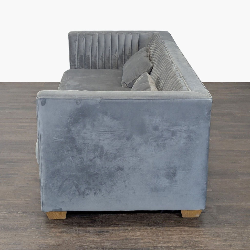 Alder & Tweed AT10204-PDG Modern 3-Seat Grey Velvet Sofa
