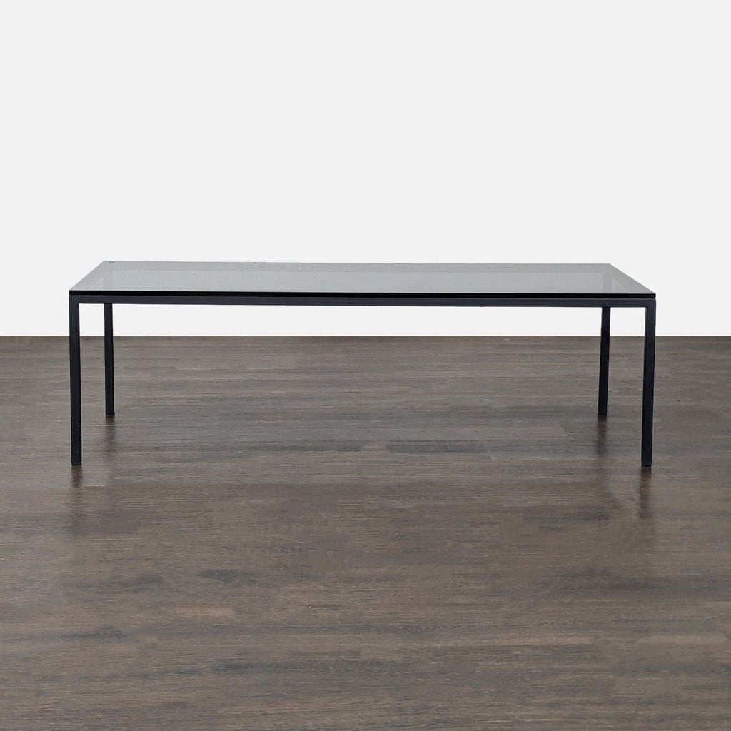 Smoked Glass Top Coffee Table on Metal Base