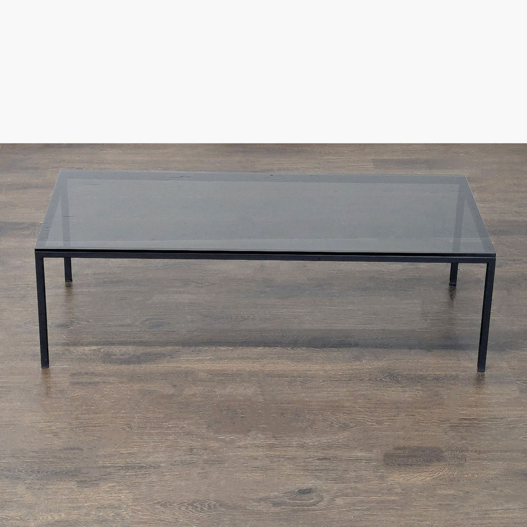 Smoked Glass Top Coffee Table on Metal Base