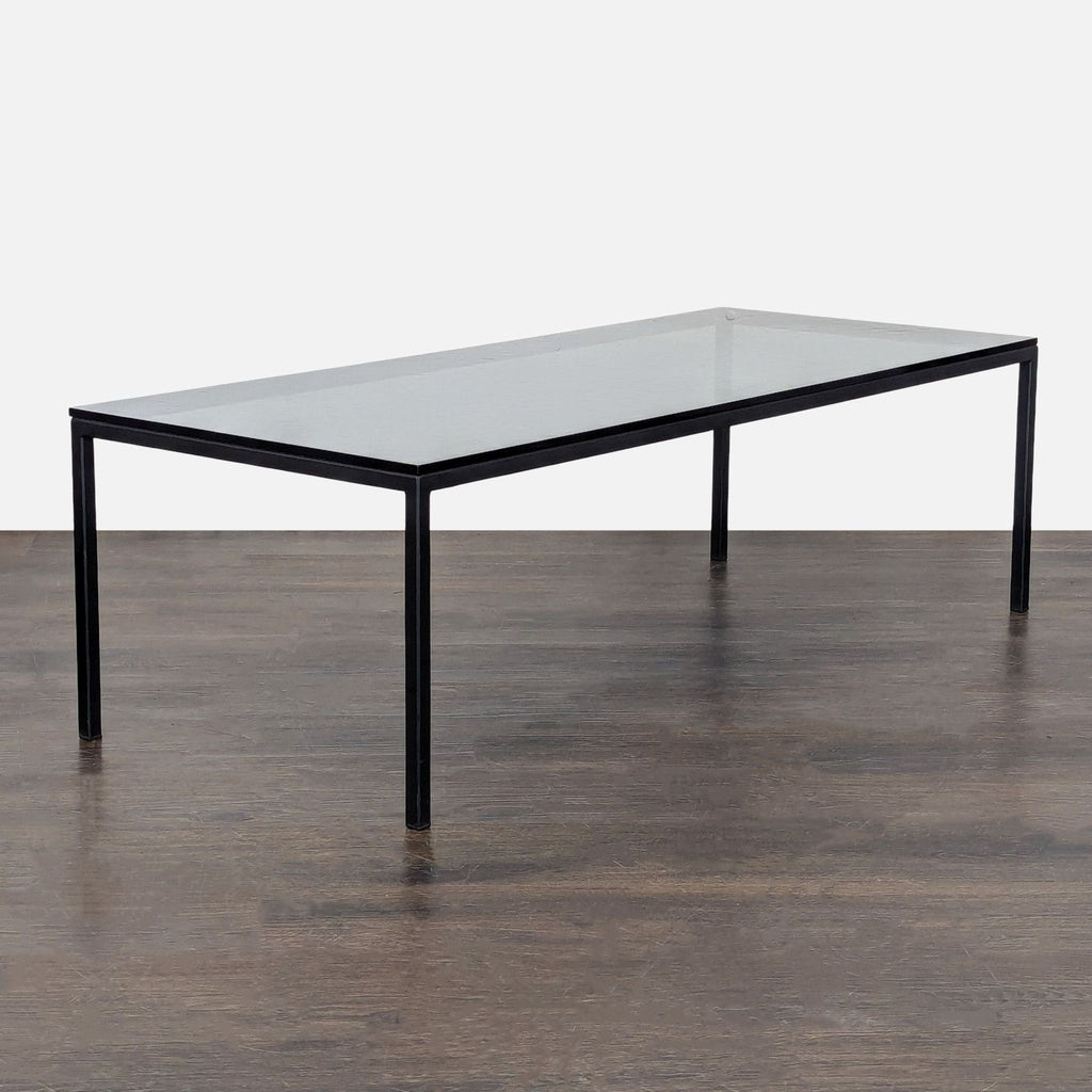 Smoked Glass Top Coffee Table on Metal Base