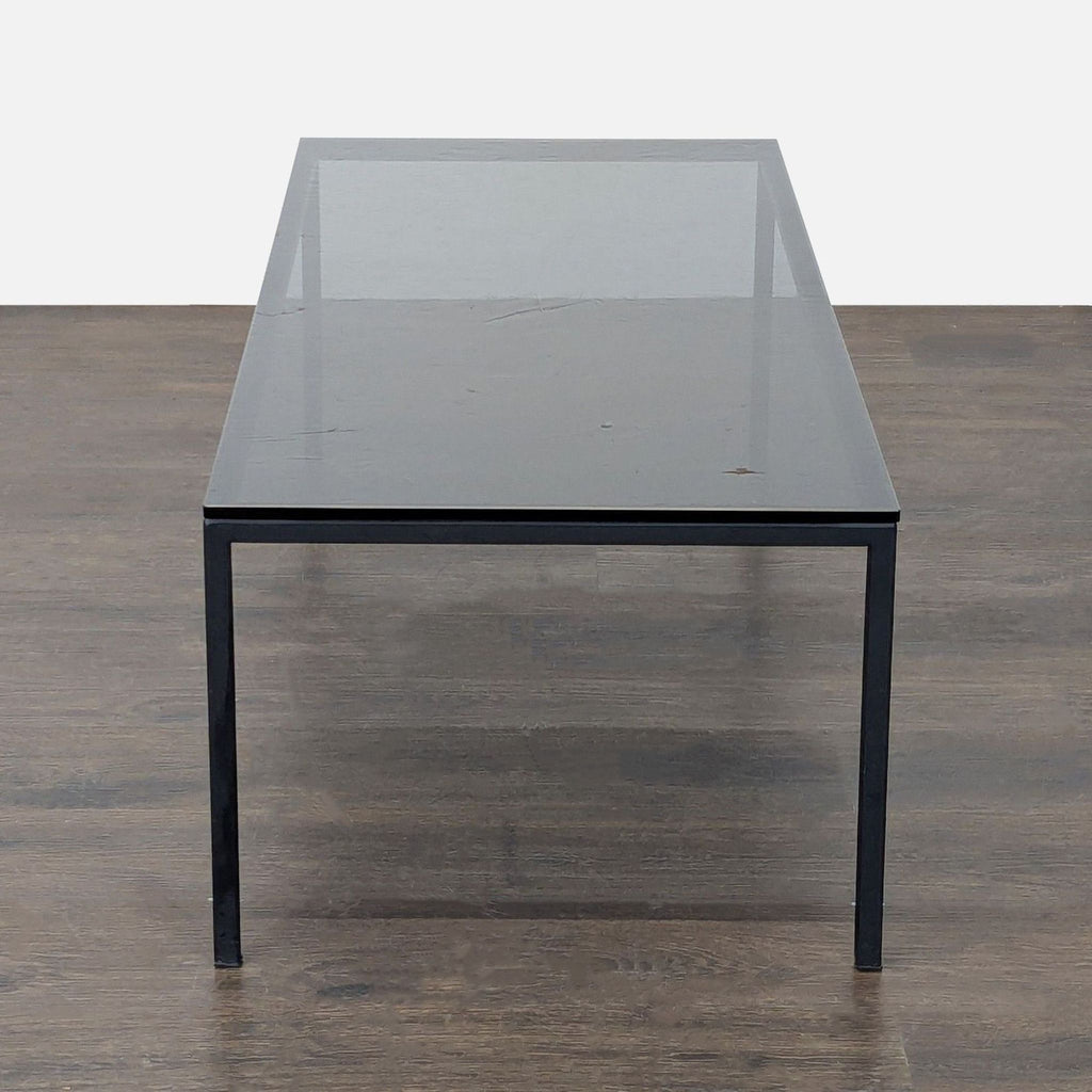 Smoked Glass Top Coffee Table on Metal Base
