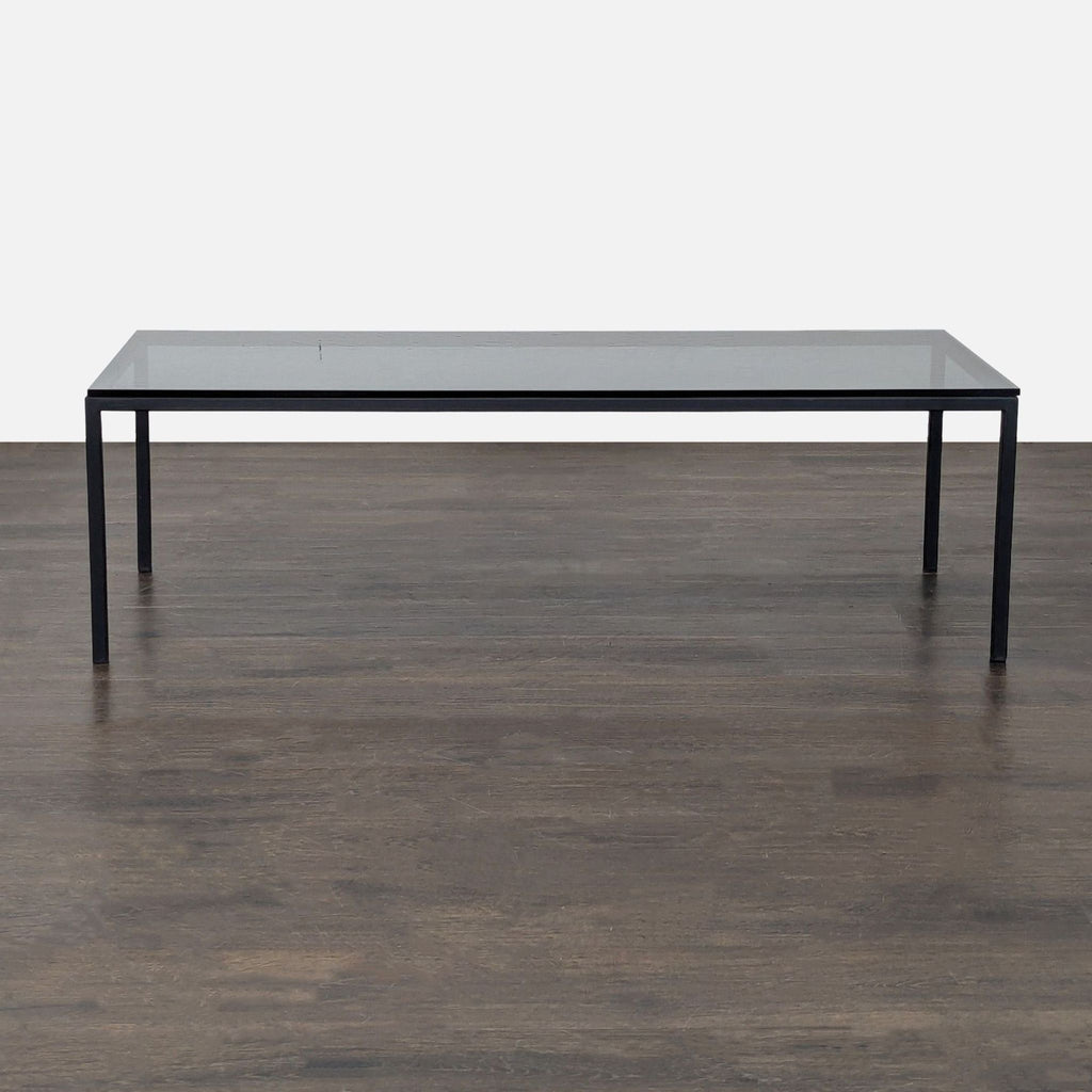 Smoked Glass Top Coffee Table on Metal Base