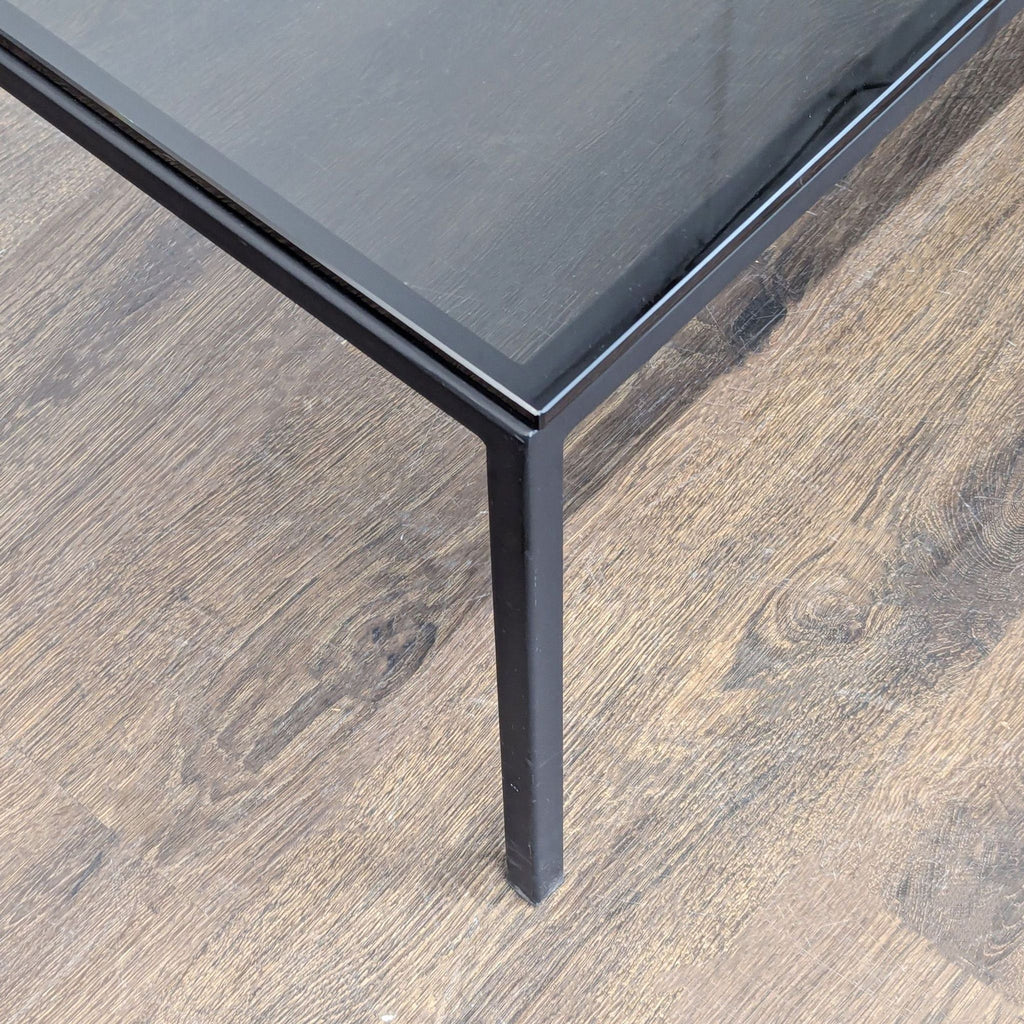 Smoked Glass Top Coffee Table on Metal Base