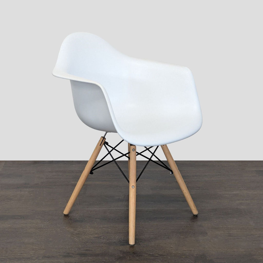 Molded Shell Eiffel Dining Armchair with Wood Legs