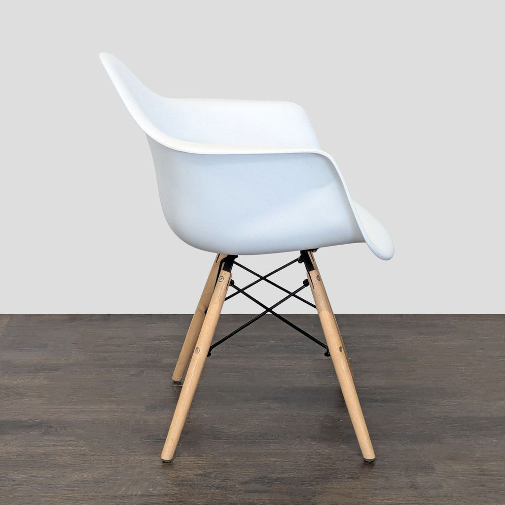 Molded Shell Eiffel Dining Armchair with Wood Legs