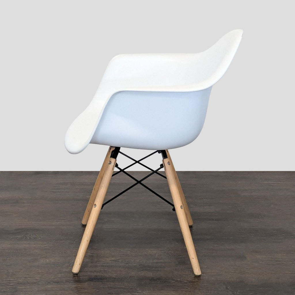 Molded Shell Eiffel Dining Armchair with Wood Legs