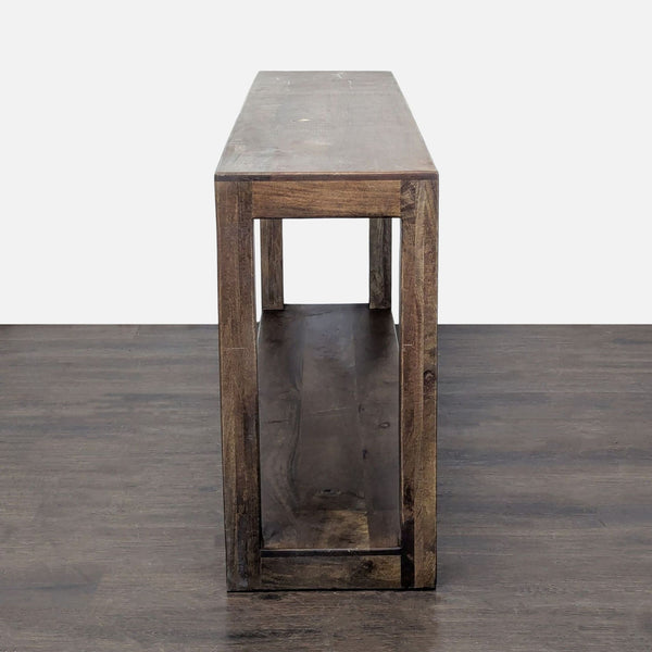 Certainly! However, I notice you referenced "these images" and a product, but no images or full product description were provided. If you can supply the images or the full description of the side & console table, I can create three distinct summarized alt texts for you. 