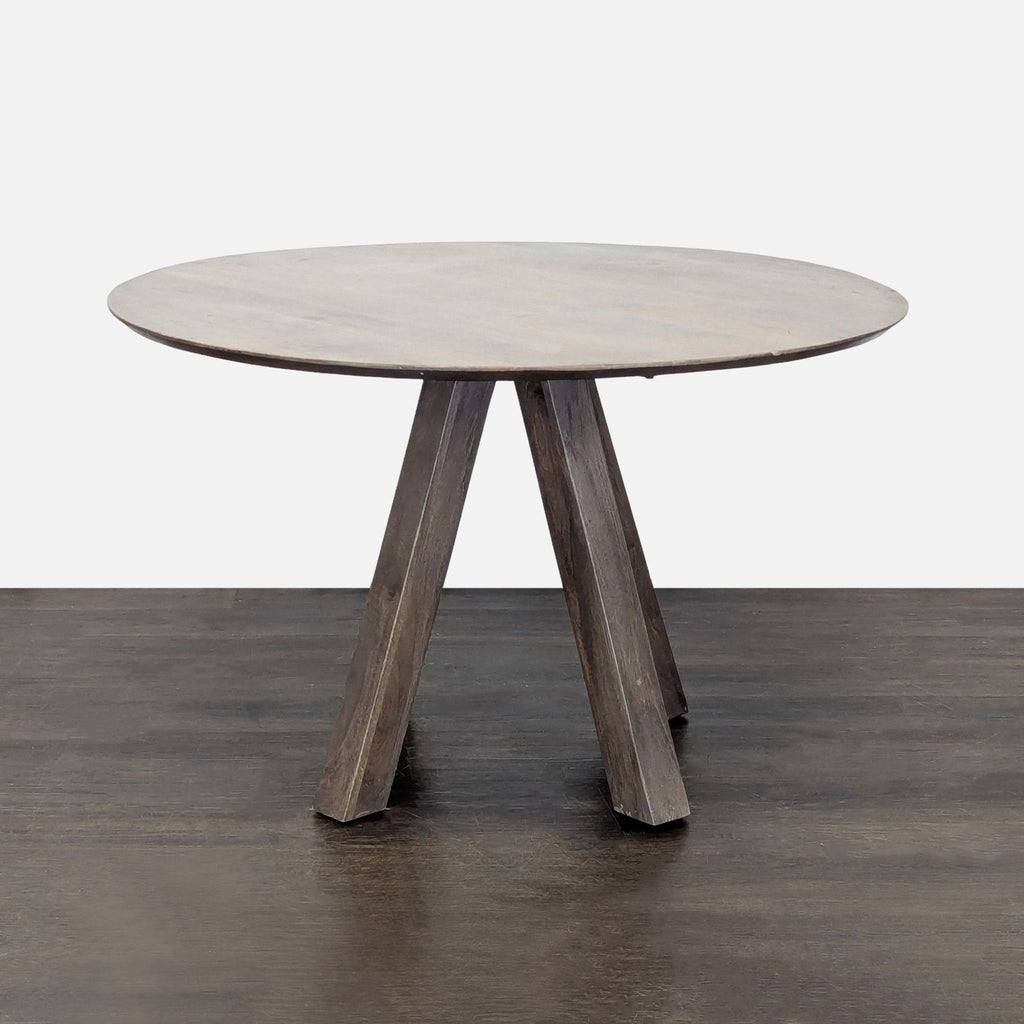 Round Wood Coffee Table with Planked Top