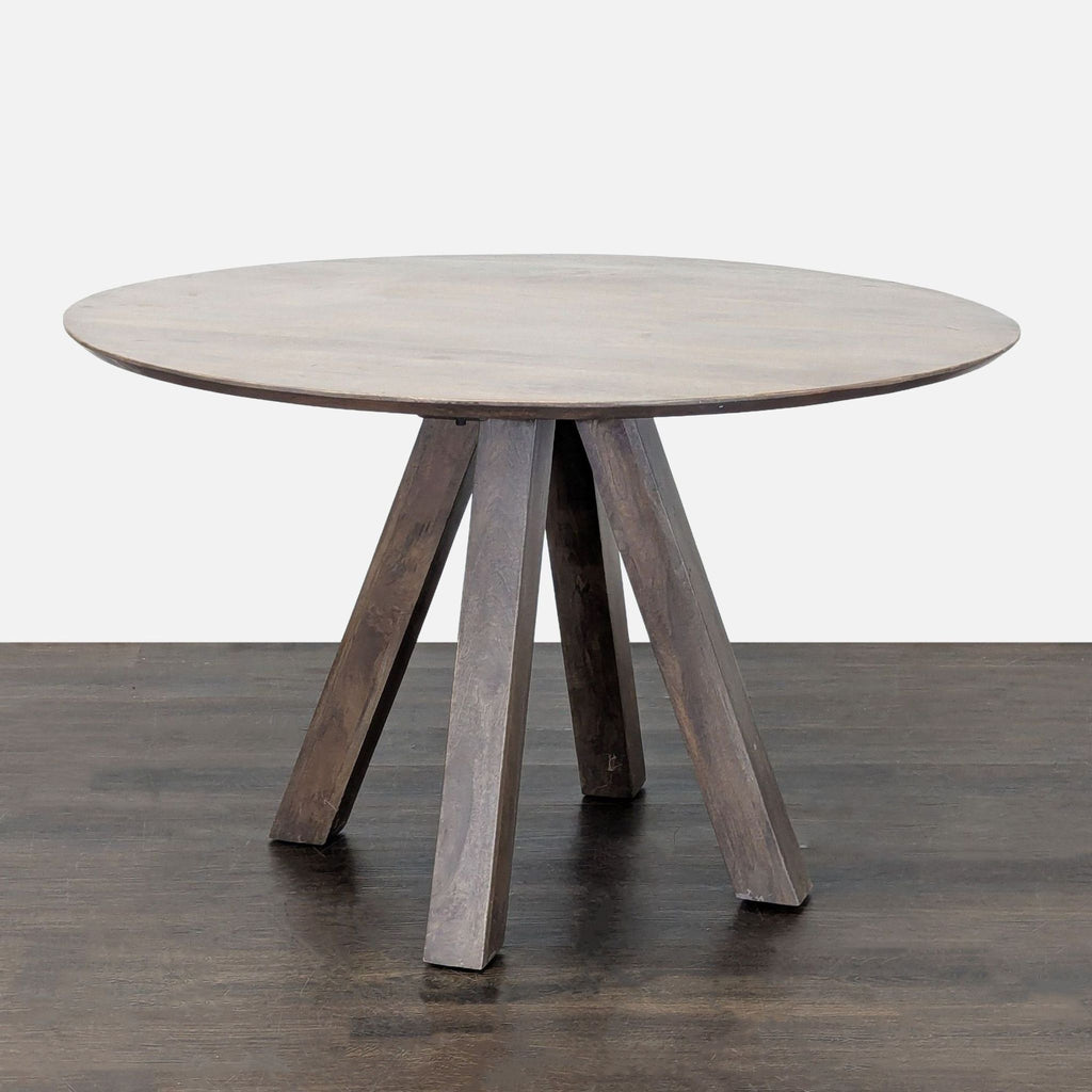 Round Wood Coffee Table with Planked Top