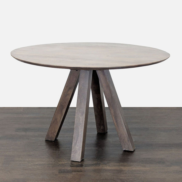 Round Wood Coffee Table with Planked Top