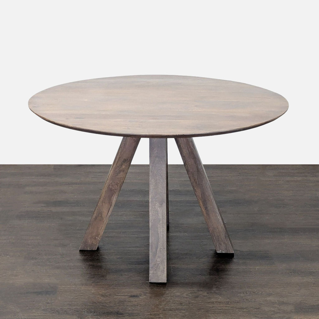 Round Wood Coffee Table with Planked Top