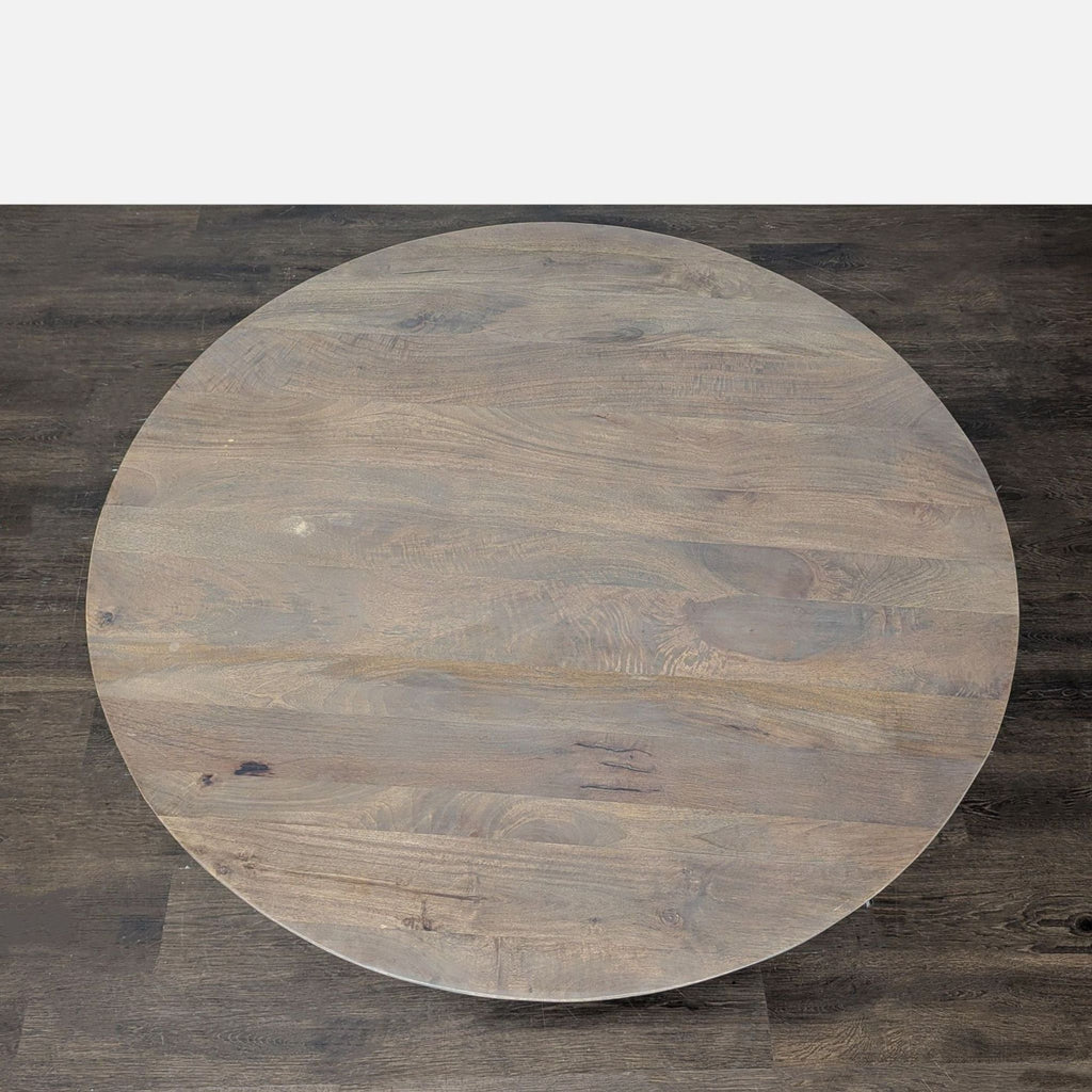 Round Wood Coffee Table with Planked Top