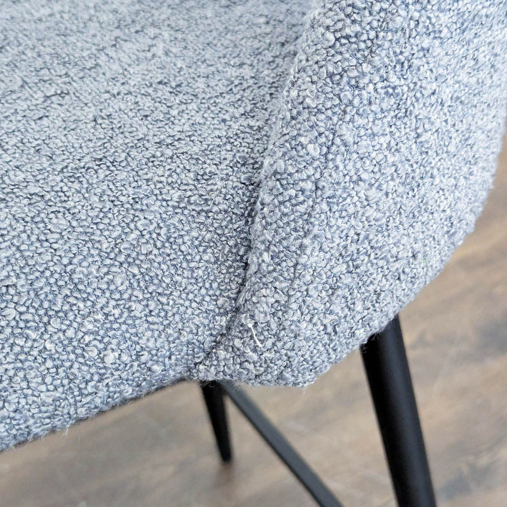 Modern Gray Upholstered Bar Stool with Backrest and Metal Legs