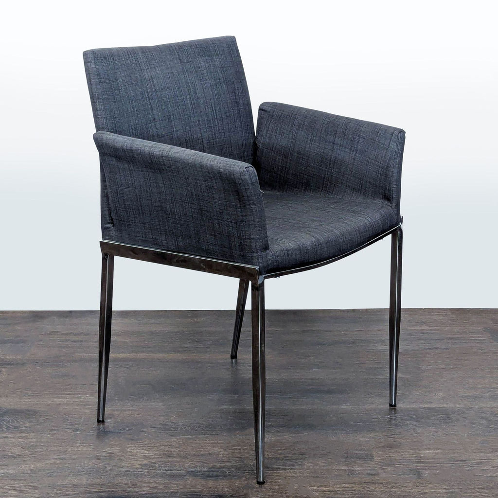 1. Modern wooden dining chair with a cushioned seat, shown against a white background.