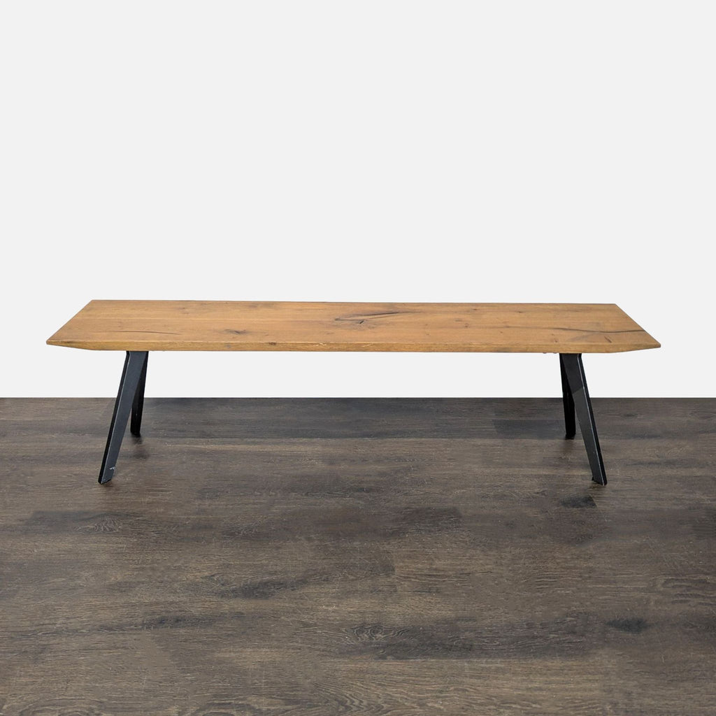 Modern Industrial Wood and Metal Bench for Entryway or Dining