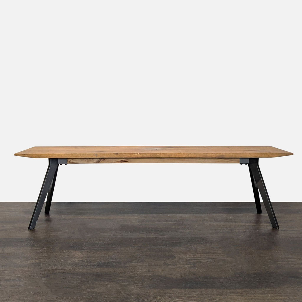 Modern Industrial Wood and Metal Bench for Entryway or Dining