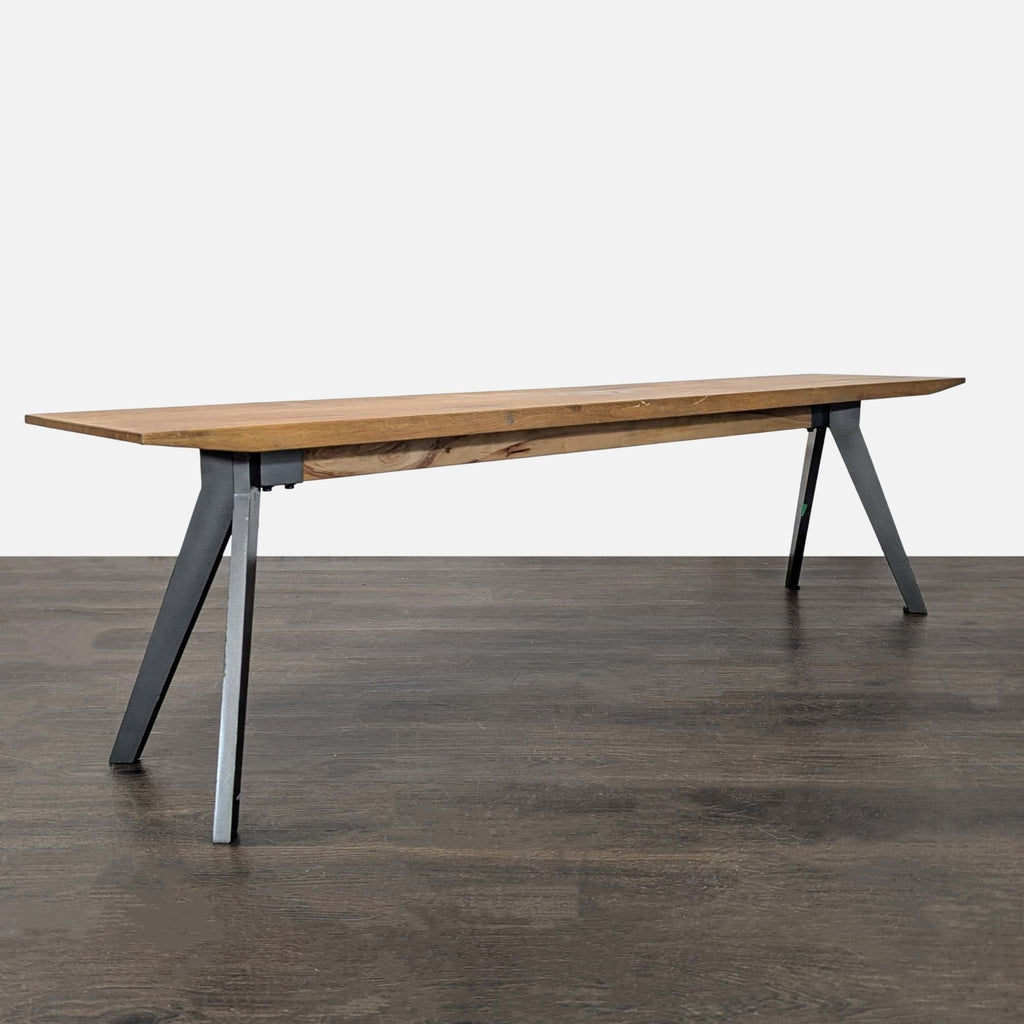Modern Industrial Wood and Metal Bench for Entryway or Dining