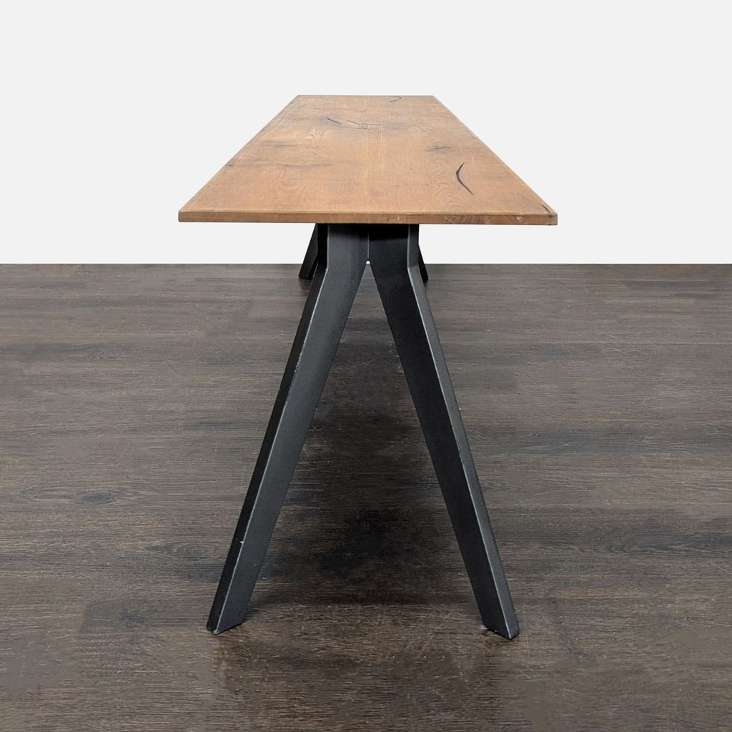 Modern Industrial Wood and Metal Bench for Entryway or Dining