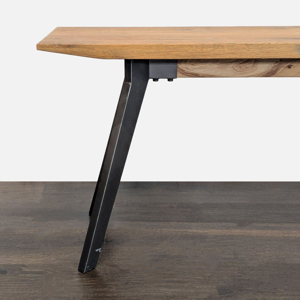 Modern Industrial Wood and Metal Bench for Entryway or Dining