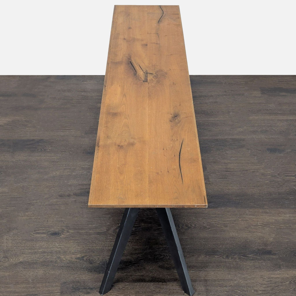 Modern Industrial Wood and Metal Bench for Entryway or Dining
