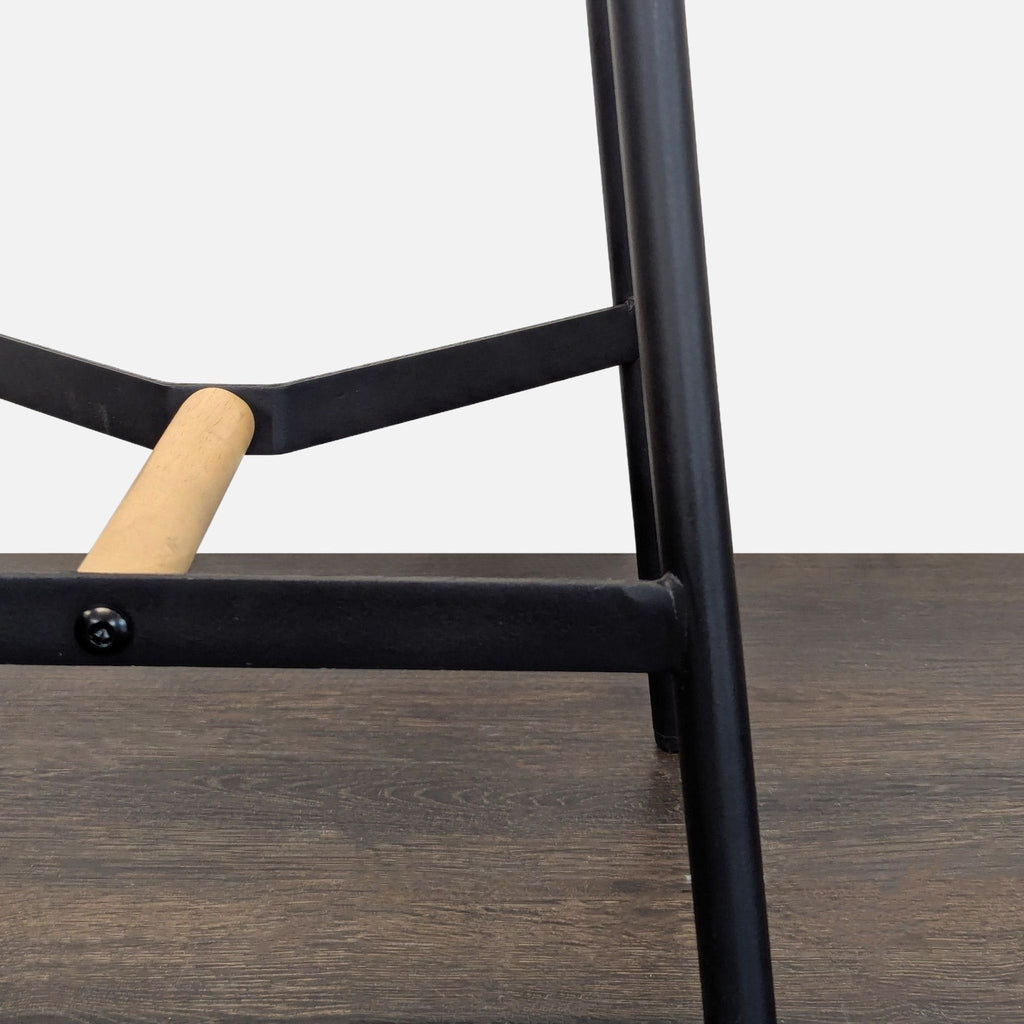 Modern Black Metal & Wood Round Stool – Minimalist Design