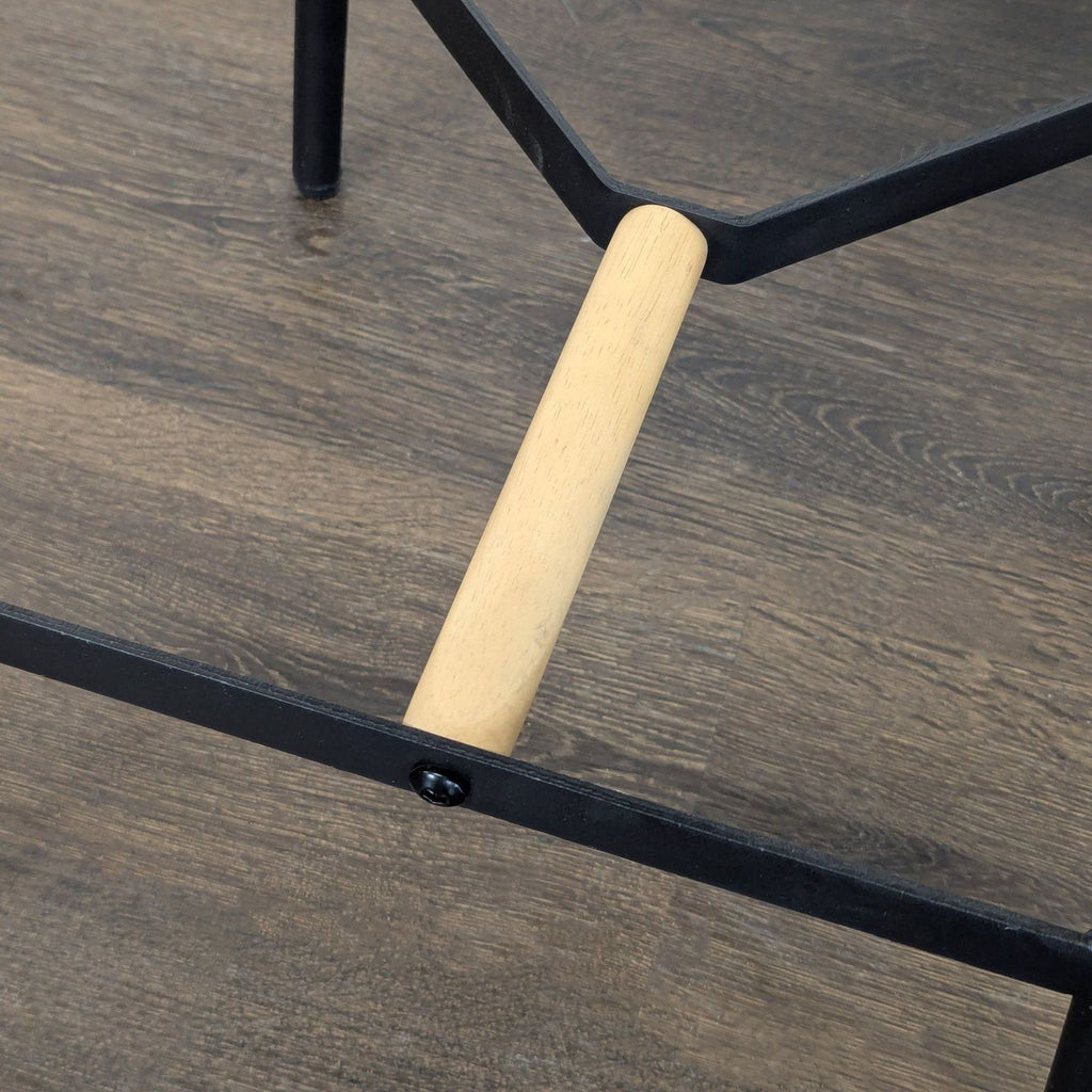 Modern Black Metal & Wood Round Stool – Minimalist Design
