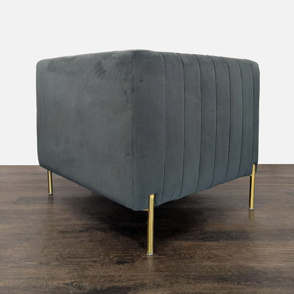 Modern Dark Grey Velvet Lounge Chair with Gold Legs