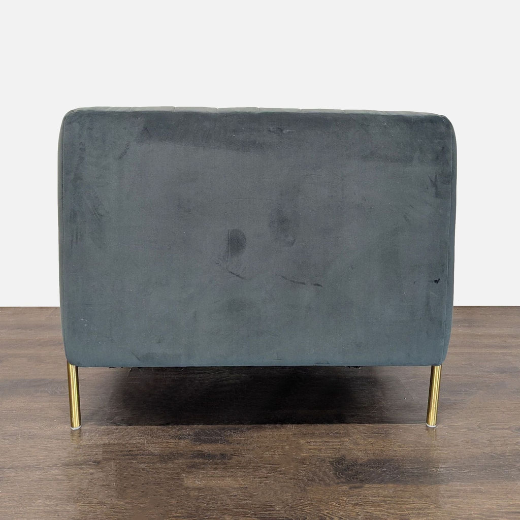 Modern Dark Grey Velvet Lounge Chair with Gold Legs