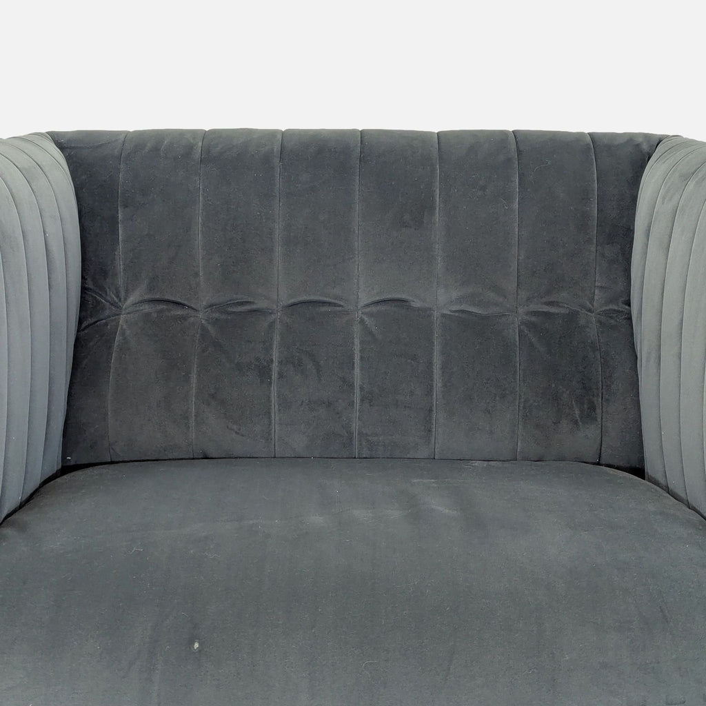 Modern Dark Grey Velvet Lounge Chair with Gold Legs