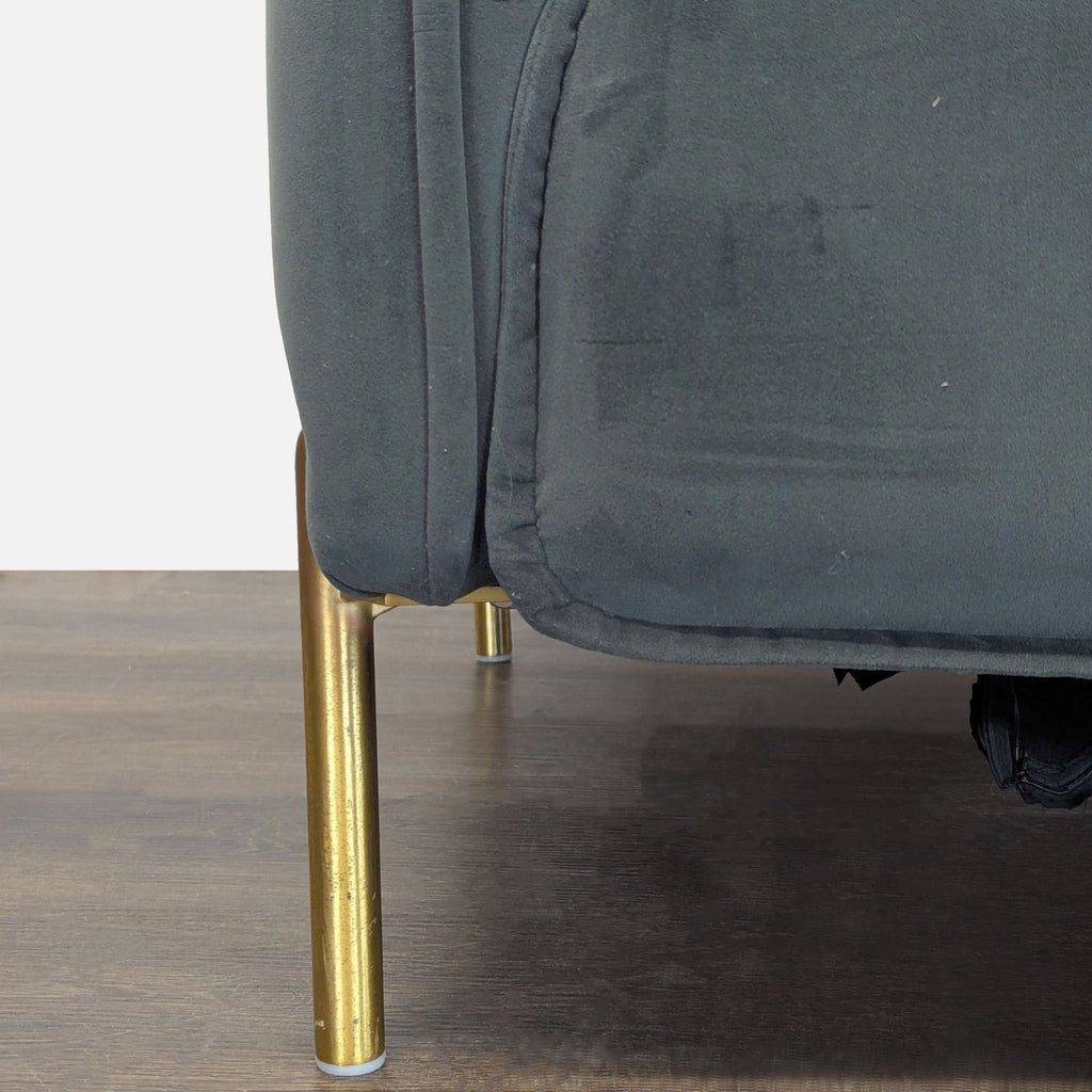 Modern Dark Grey Velvet Lounge Chair with Gold Legs