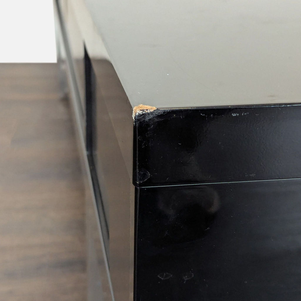 Black High Gloss Media Console with Two Drawers