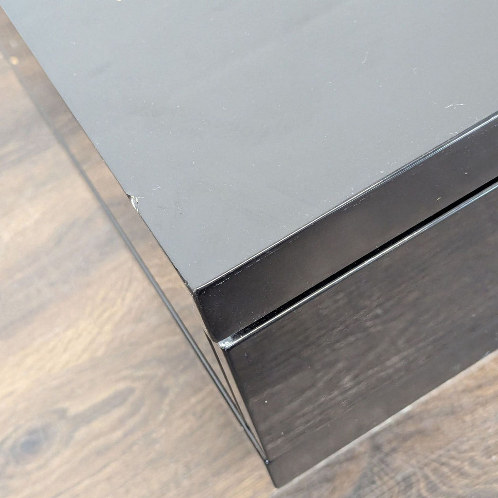 Black High Gloss Media Console with Two Drawers
