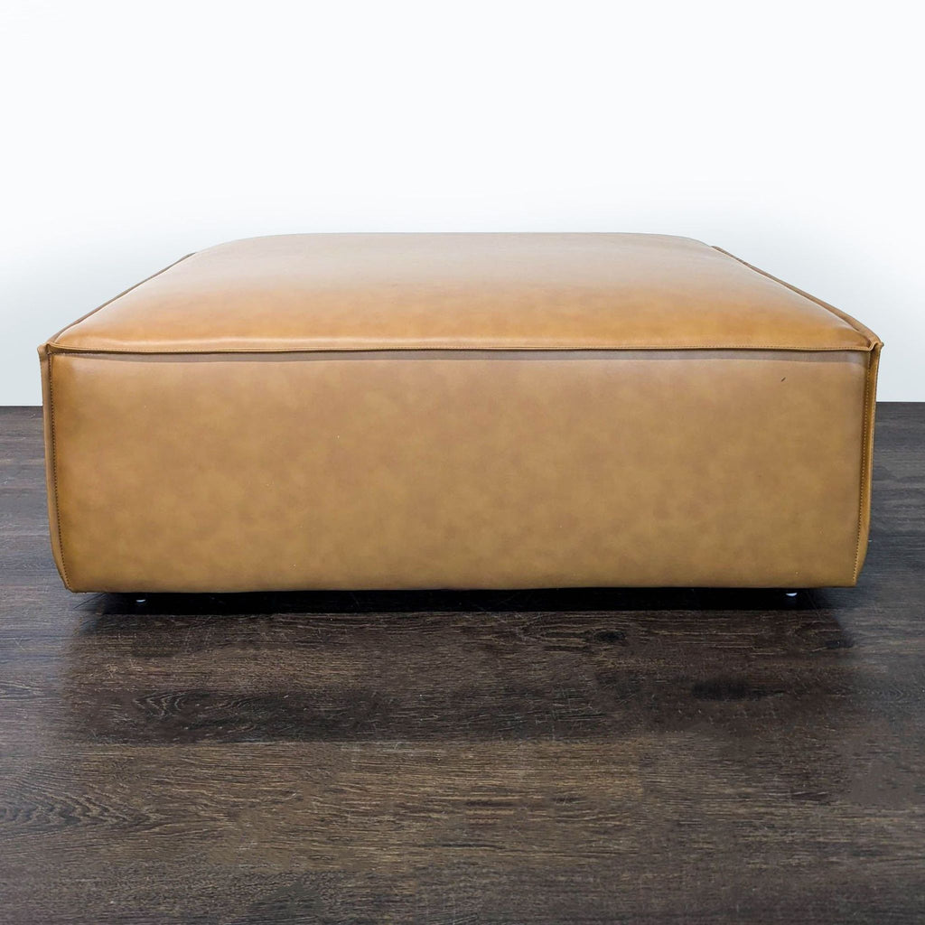 Modway Restore Modern Square Faux Leather Ottoman in Tan