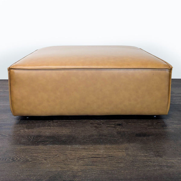 Modway Restore Modern Square Faux Leather Ottoman in Tan