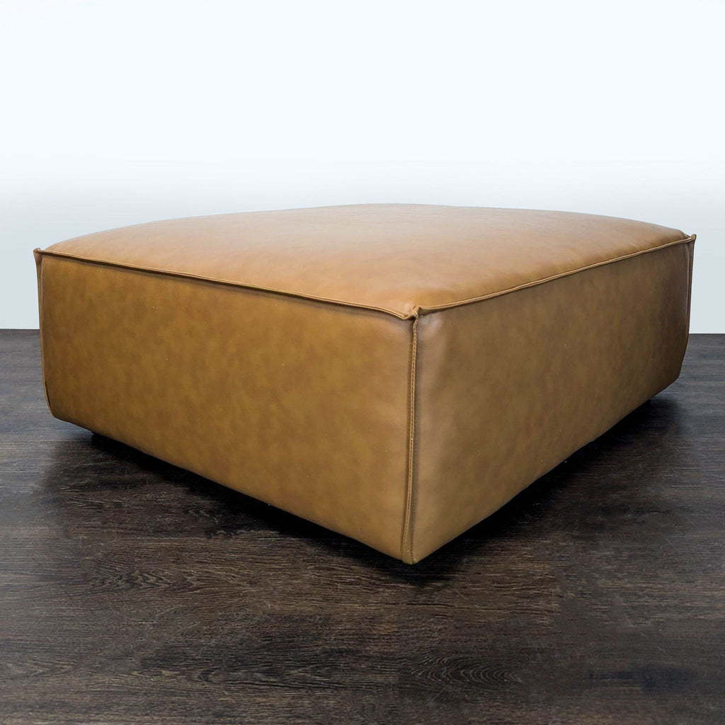 Modway Restore Modern Square Faux Leather Ottoman in Tan