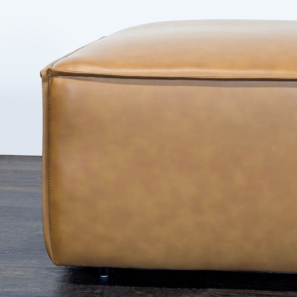 Modway Restore Modern Square Faux Leather Ottoman in Tan