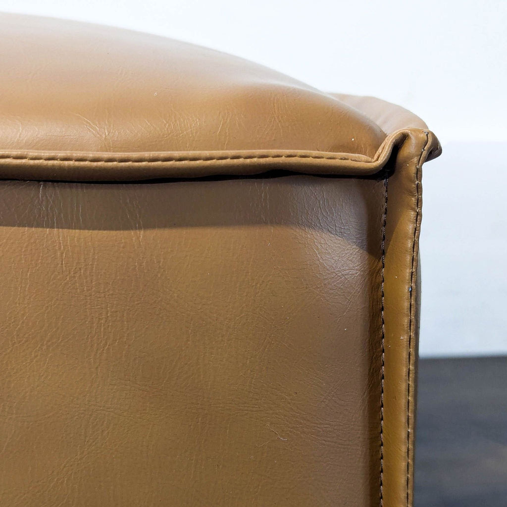 Modway Restore Modern Square Faux Leather Ottoman in Tan