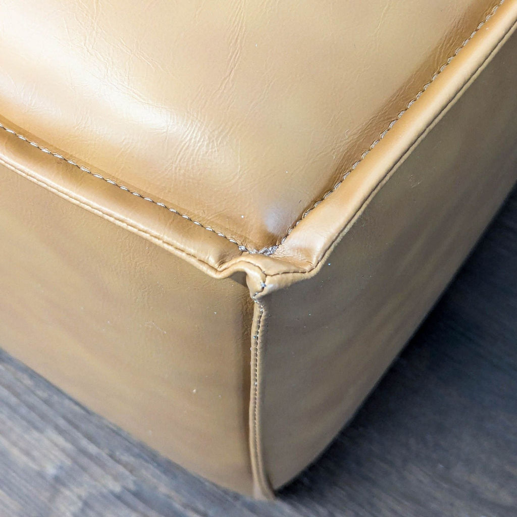 Modway Restore Modern Square Faux Leather Ottoman in Tan