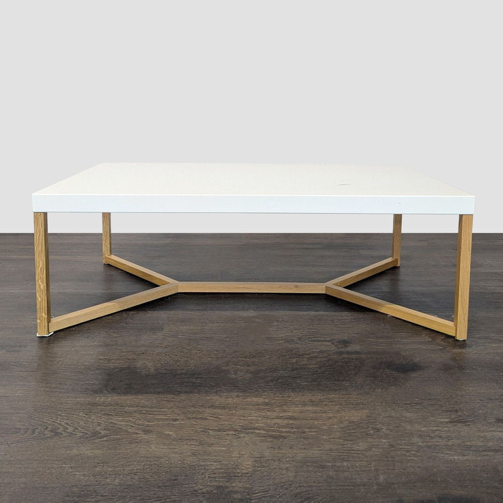 Metal Top Coffee Table on Wood Base