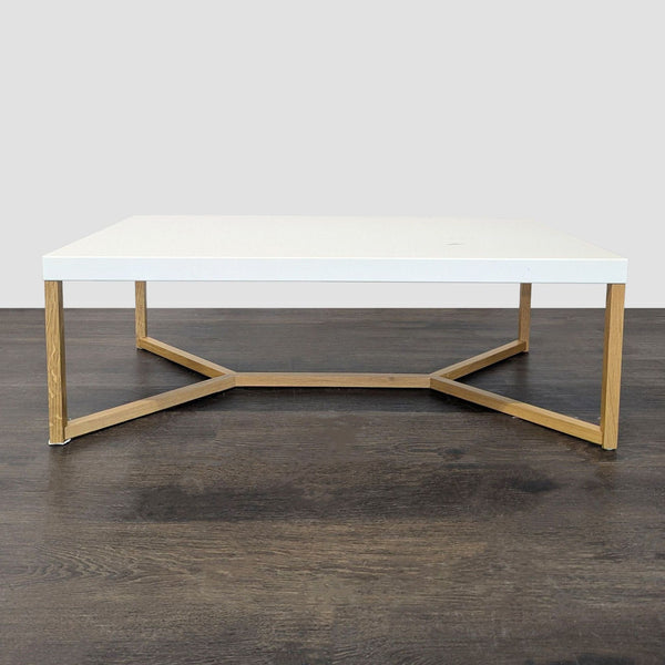 Metal Top Coffee Table on Wood Base