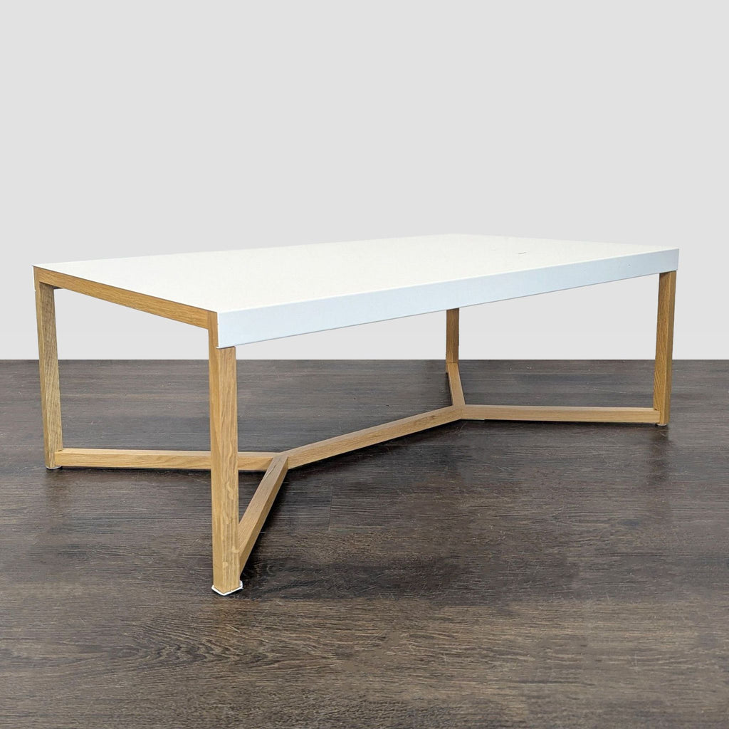 Metal Top Coffee Table on Wood Base