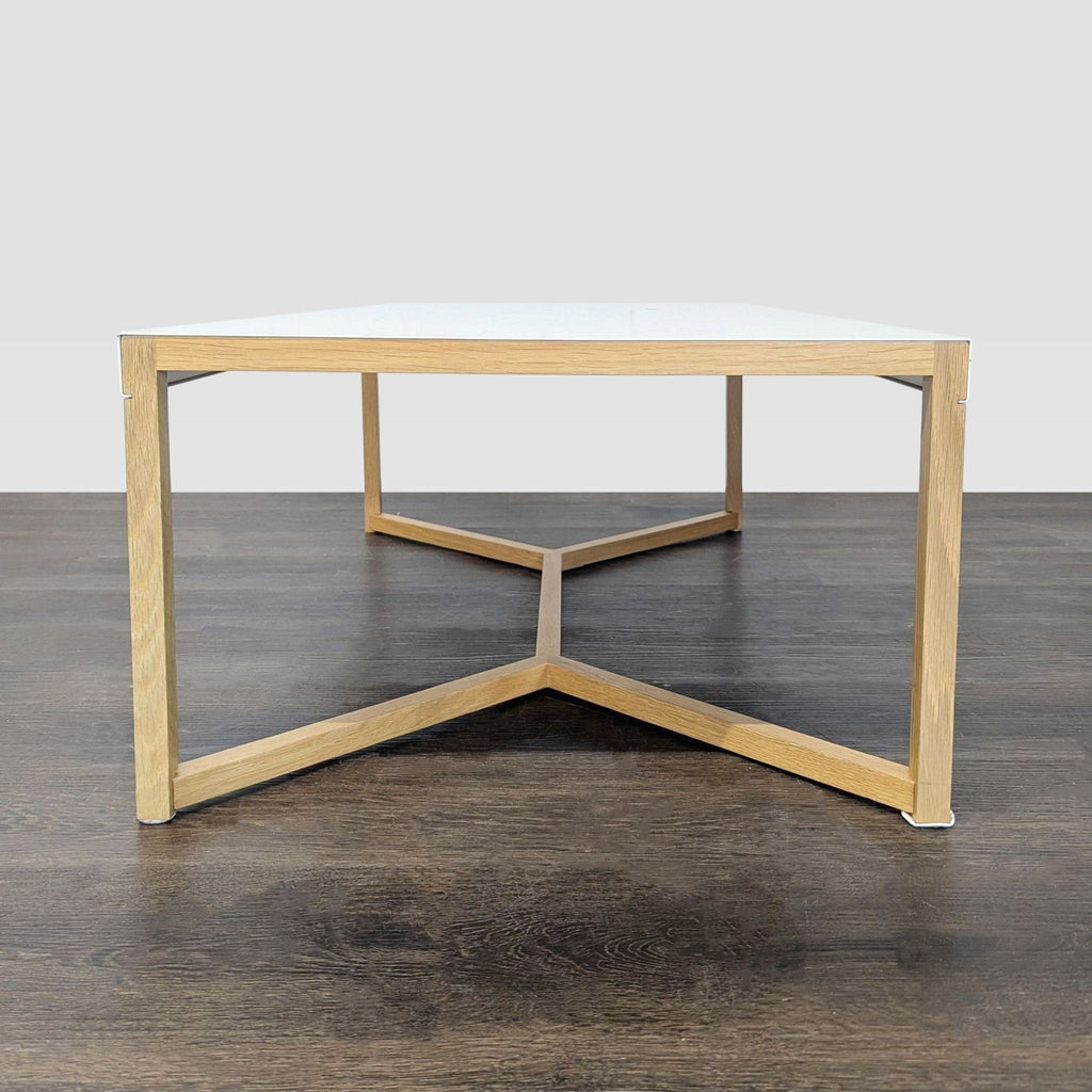 Metal Top Coffee Table on Wood Base