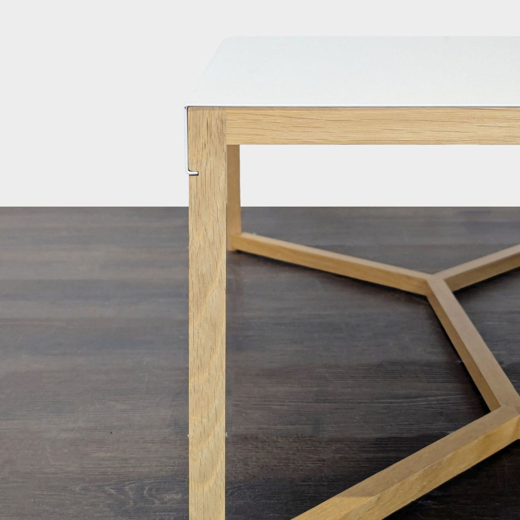 Metal Top Coffee Table on Wood Base