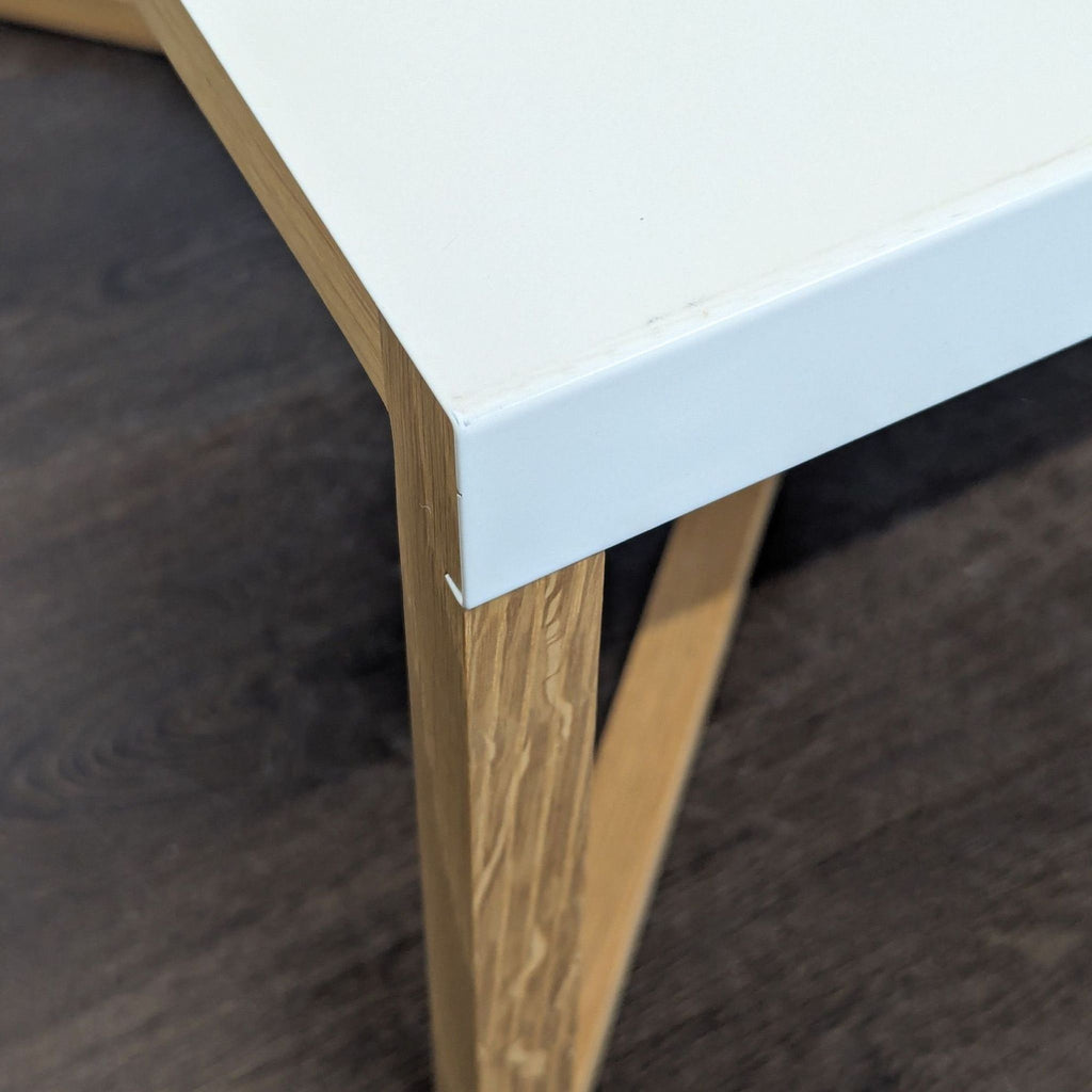 Metal Top Coffee Table on Wood Base